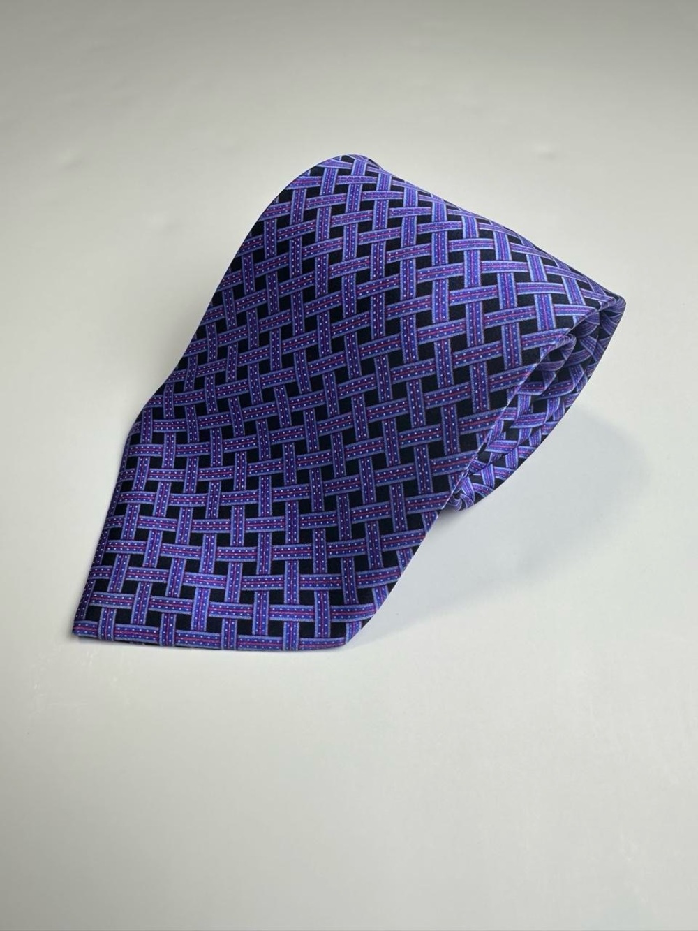 Vintage 1990s Stefano Ricci Geometric Lattice Weave Pattern Tie Made In Italy